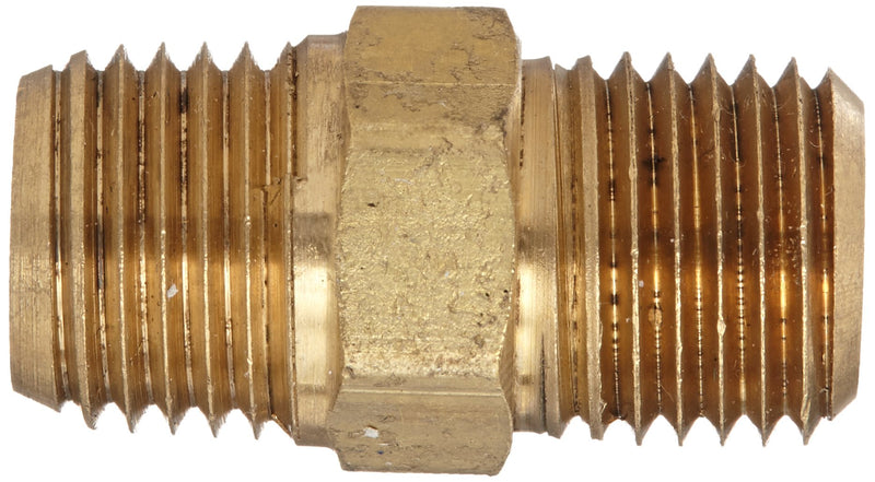 [Australia - AusPower] - Anderson Metals 56122 Brass Pipe Fitting, Hex Nipple, 1/4" x 1/4" NPT Male Pipe 0.25 Inch Golden 