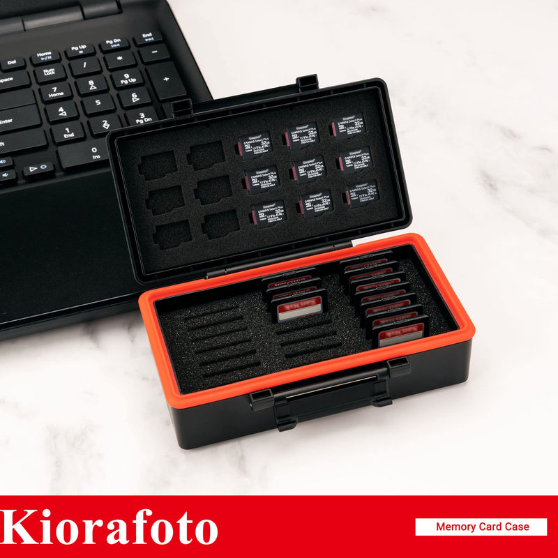 [Australia - AusPower] - Kiorafoto 36 Slots SD MSD Memory Card Case Holder Water-Resistant Anti-Shock Storage Organizer for 21 SD SDHC SDXC Memory Cards or Switch Game Cards & 15 Microsd TF MSD Cards *2022 Vertical Style for 21 SD + 15 Micro SD 