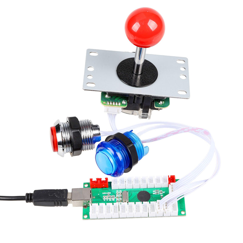 [Australia - AusPower] - EG STARTS Arcade DIY Kit USB Encoder To PC Joystick + 8 Ways 5 Pin Stick + Chrome Plated LED Illuminated Push Button 1 Player & Coin Buttons For Arcade Mame Raspberry Pi 2 3 3B Games 