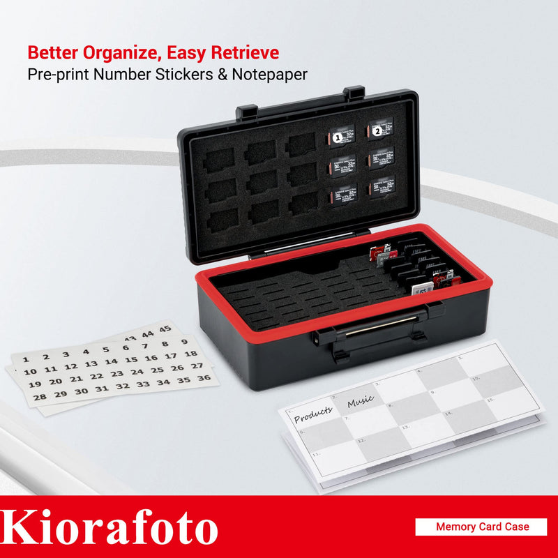 [Australia - AusPower] - Kiorafoto 58 Slots TF Micro SD Memory Card Case Holder Water-Resistant Anti-Shock Storage Organizer with Labels & Notepaper for 58 TF MSD Microsd Microsdhc Microsdxc Memory Cards *2022 Vertical Style for 58 Micro SD 
