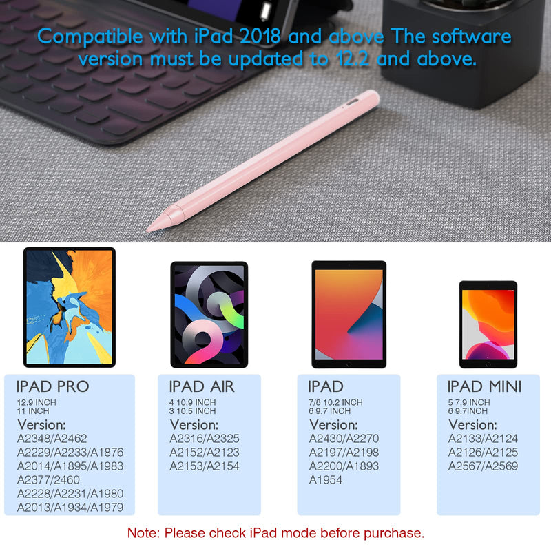 [Australia - AusPower] - Stylus Pen for iPad (2018-2021),MILPROX Active Pencil with Palm Rejection, Magnetic for iPad 2021, iPad Mini 2021,iPad Pro,iPad 6th/7th/8th,iPad Mini 5th,iPad Air 3rd/4rd Gen for Kid Student - Pink 