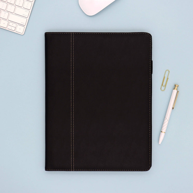 [Australia - AusPower] - Blue Sky Professional Padfolio, 9.5" x 12", Textured Faux Leather Cover, Black, 8.5” x 11" Paper Notepad Included, 14714 8.5” x 11" 