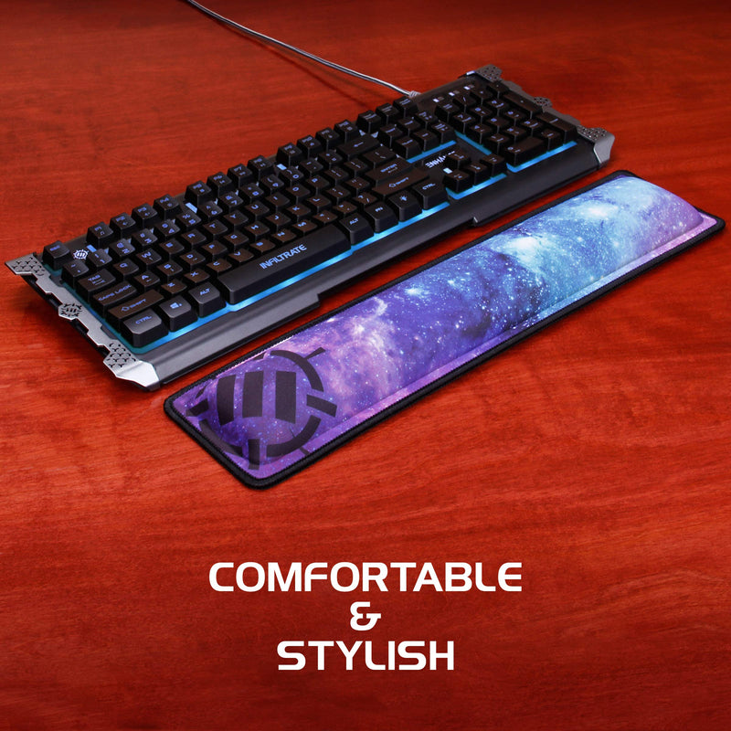 [Australia - AusPower] - ENHANCE Keyboard Wrist Rest - Keyboard Wrist Support with Memory Foam Wrist Pad and Premium Anti-Fray Stitching - Fits Full Size Keyboards Helps with Wrist Pain for PC, Laptop, Office Typing - Galaxy Full Size (Galaxy) 