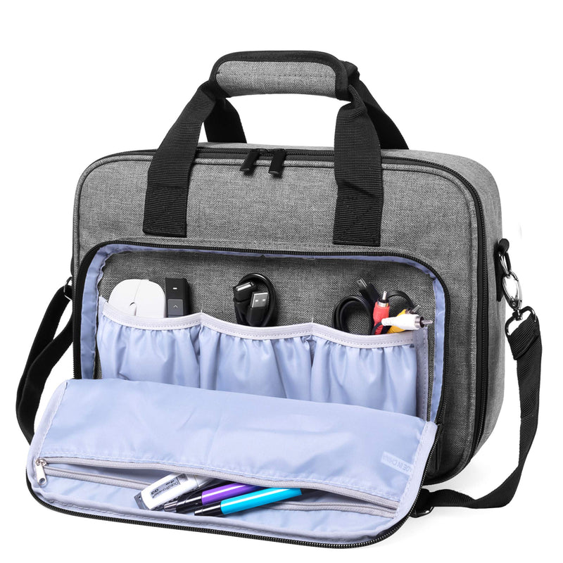 [Australia - AusPower] - Luxja Projector Case, Projector Bag with Accessories Storage Pockets (Compatible with Most Major Projectors), Medium(13.75 x 10.5 x 4.5 Inches), Gray 