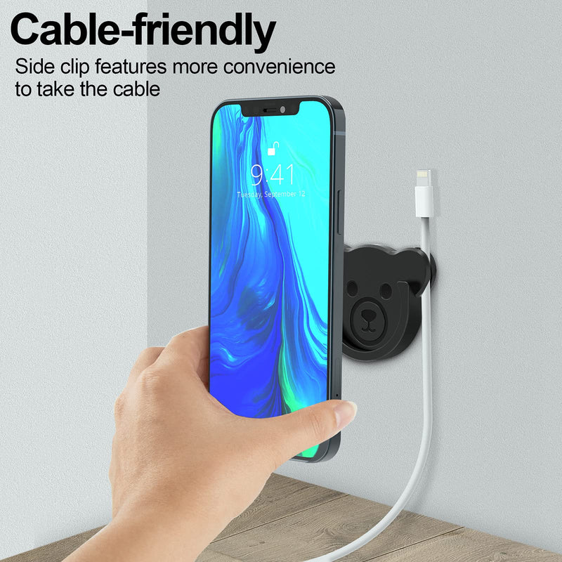 [Australia - AusPower] - Socket Car Mount for Phone Holder Cute Bear Style Silicone Grip Stand with Phone line Clasp for Collapsible Socket User Used on Dashboard, Home, Office, Kitchen, Desk, Wall (Black) 3 Pack Black 