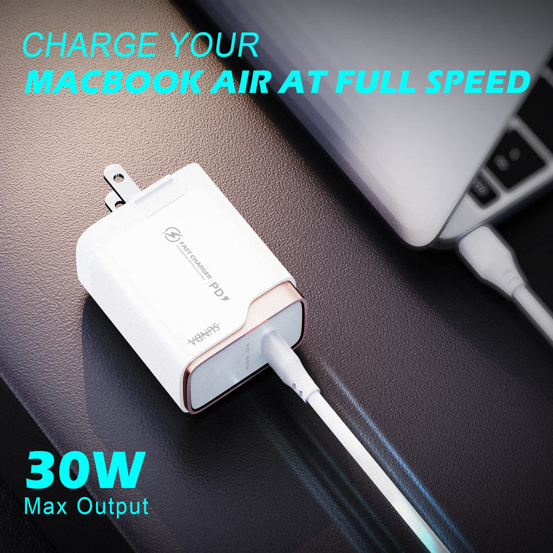 [Australia - AusPower] - SUNDA Charger Set(3in1), 40W USB C Car Charger, 4 Ports Type C Fast Car Charger Adapter for iPhone13, USB C Wall Charger PD30W for Samsung, USB-C Power Adapter for Galaxy S21, USB Type C Cable QC3.0 CC53-Charger Set 