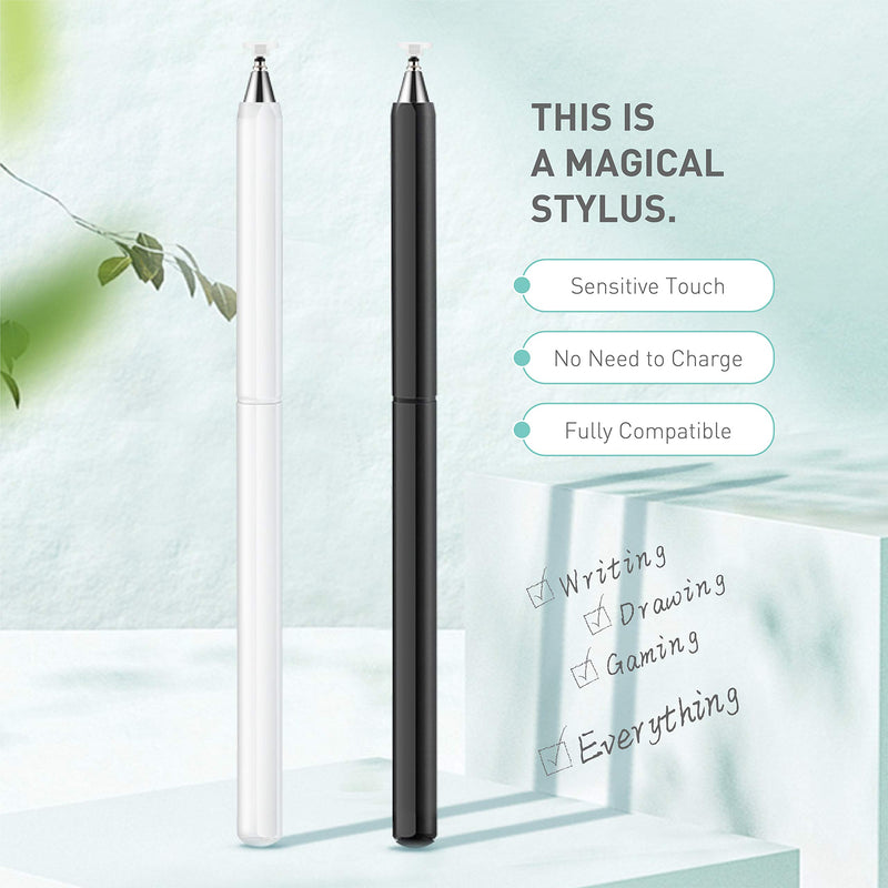 [Australia - AusPower] - Stylus Pens, Universal High Sensitive & Precision Capacitive Disc Tip Touch Screen Pen Stylus for iPhone/iPad/Pro/Samsung/Galaxy/Tablet/Kindle/Computer/FireTablet Black/White 