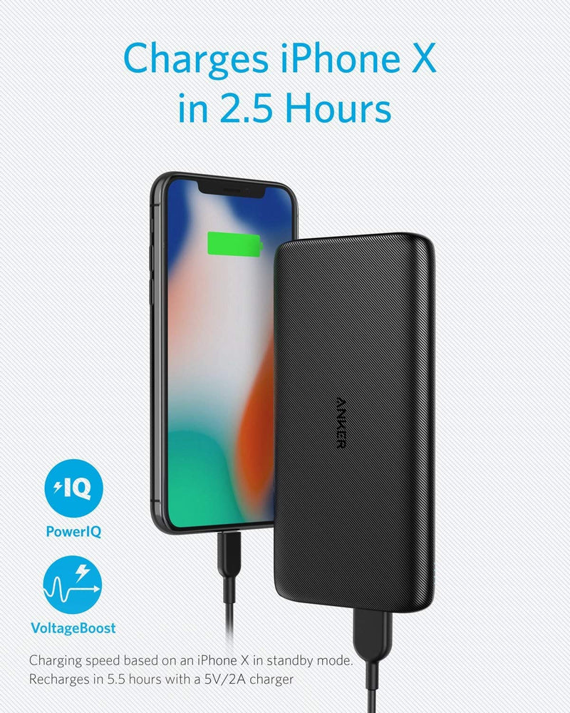 [Australia - AusPower] - Anker PowerCore Lite 10000mAh, USB-C Input (Only), High Capacity Portable Charger, Slim and Light External Battery for iPhone, Samsung Galaxy, and More Black 