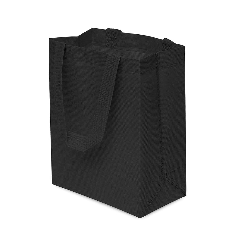 [Australia - AusPower] - Reusable Gift Bags - 12 Pack Totes with Handles, Black Fabric Cloth for Shopping, Merchandise, Boutiques, Small Business Bulk 8x4x10 
