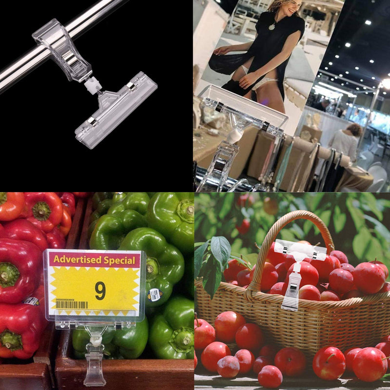 [Australia - AusPower] - Plastic Merchandise Sign Clip Rotatable Pop Clip-on Holder Stand Price Display Holders Tag Clip Pack of 25 Clear 25 Pack 