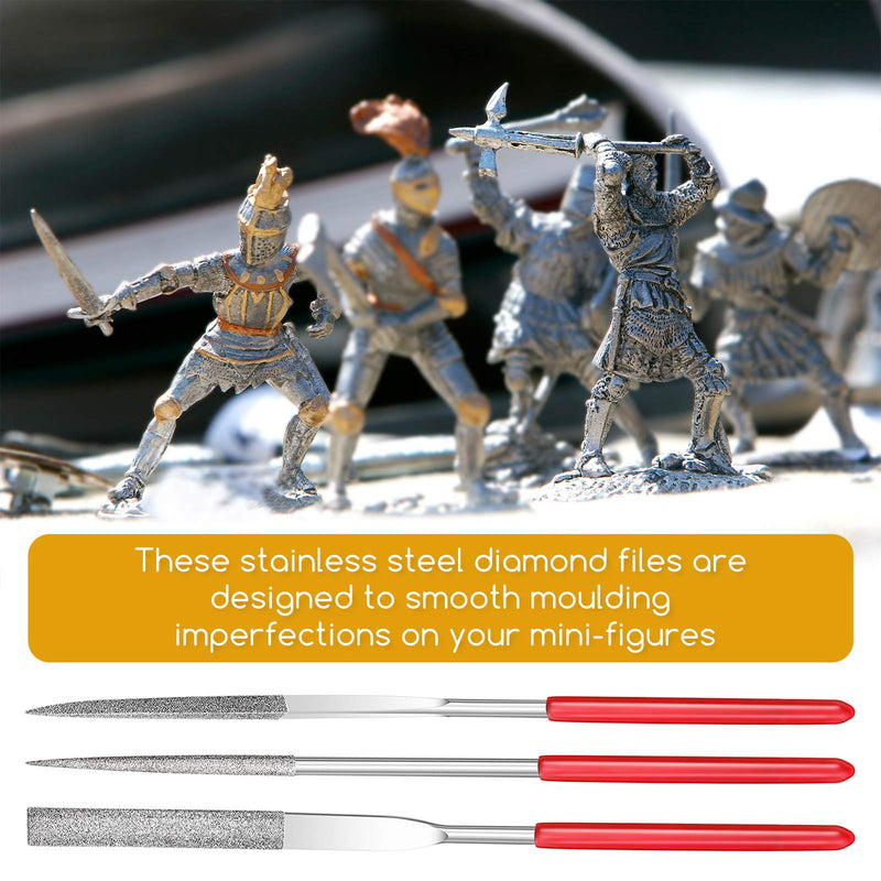 [Australia - AusPower] - 9 Pieces Miniature and Model Files, Includes Diamond File Set of Round, Flat and Triangular Metal File 