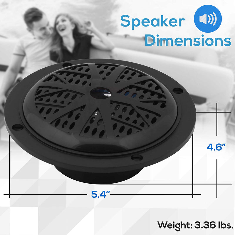 [Australia - AusPower] - 4 Inch Dual Marine Speakers - Waterproof and Weather Resistant Outdoor Audio Stereo Sound System with Polypropylene Cone, Cloth Surround and Low Profile Design - 1 Pair - PLMR41B (Black) Black Standard Packaging 