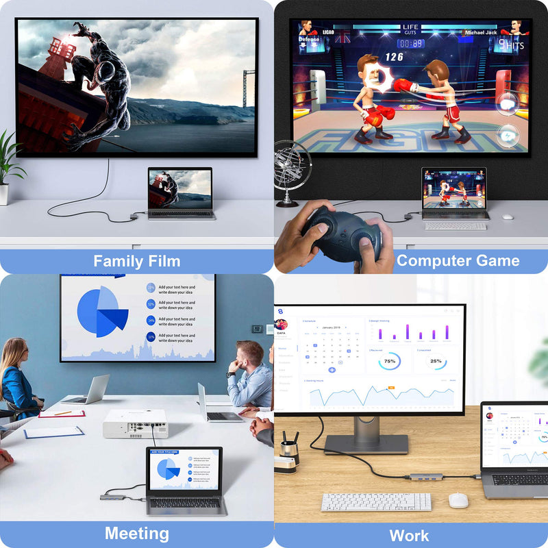 [Australia - AusPower] - Docking Station for MacBook Pro Air, USB C Docking Station Dual Monitor,Dual HDMI Adapter Hub for Mac MacBook Pro with 2 HDMI(4K @60Hz), 3USB3.0,SD TF Card Reader and 100W PD USB C Port 