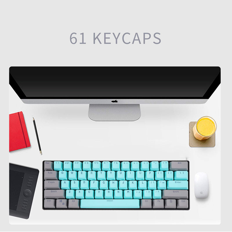 [Australia - AusPower] - IOAOI 60 Percent Keycaps, 61 Keycaps OEM Profile Keycaps PBT Keycaps for Cherry MX Switches /GH60/ RK61/ ALT61/ Annie Mechanical Keyboards with Key Puller (Cyan Gray) - Only Keycaps Color04 