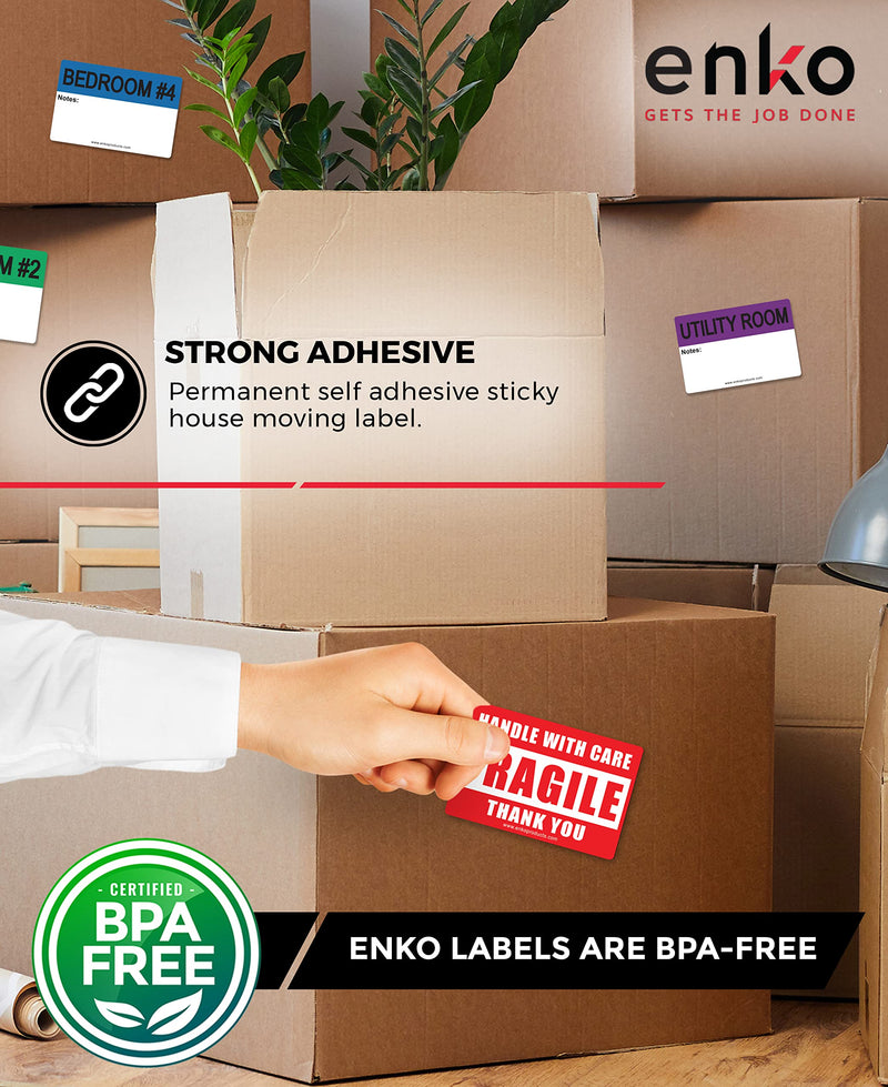 [Australia - AusPower] - enKo - 2 x 3 Inch Extra Large Home Moving Packing Labels Stickers for Box - Color Coded for Boxes, Packing Box Fragile Stickers (800 Labels, 4 Bedroom House) 2" X 3" 80 Sheets, 800 Labels 