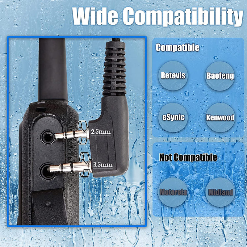 [Australia - AusPower] - Retevis Walkie Talkie Mic, Shoulder Speaker, IP54 Waterproof Microphone for BF-F8HP Baofeng UV-5R Retevis H-777 RT19 RT21 RT22 RT27 RT-5R Arcshell AR-5 Two Way Radios (2 Pack) 