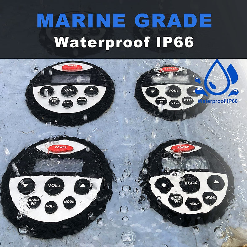 [Australia - AusPower] - GUZARE Boat Marine Stereo Receiver Bluetooth - 45 x 4 Watts Audio AM FM Gauge Waterproof Radio Tuner Streaming for Boats Golf Cart ATV UTV and Spa Hot Tubs GR304 Round Radio 