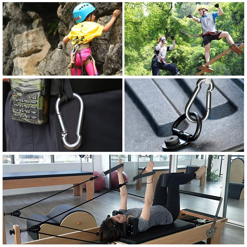 [Australia - AusPower] - SpotDoo Carabiner Spring Snap Hook, 304 Stainless Steel Heavy Duty Carabiner Clips, 6 Pack 2.36 Inch(M6) 