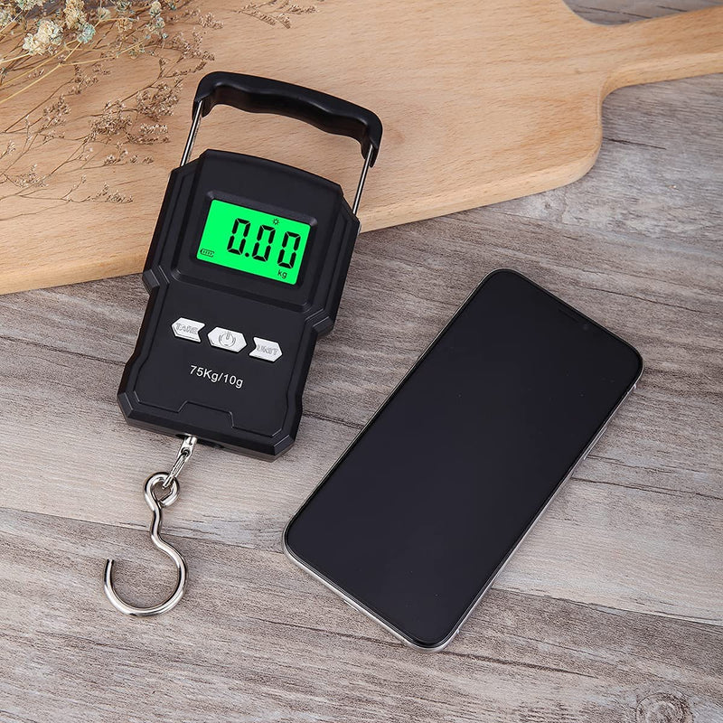 [Australia - AusPower] - Bonano Built-in Lithium Battery Fishing Scale, Micro-USB Interface, Backlit LCD Display 165lb/75kg Digital Hanging Scale with Measuring Tape.Fishing Gifts for Men, use for Home and Outdoor. 