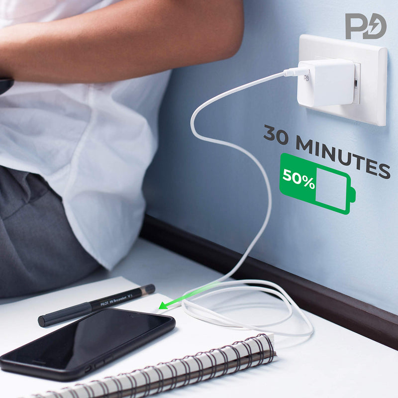 [Australia - AusPower] - iPhone 13 PRO Compatible PD Fast Charging | 18W USB C Wall Charger | Power Delivery Quick Charge USB Type-C Power Adapter | UL Listed & Certified | Ultra Compact 