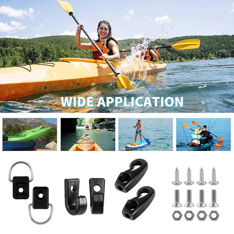 [Australia - AusPower] - Kayak Deck Rigging Kit - Kayak Bungee Cord with Bungee Cord Hooks Fishing Rigging D-Ring Cord J-Hooks with Screws for Kayak Boat Canoe Outfitting Fishing Camping etc Kayak Deck Rigging Kit-Black 