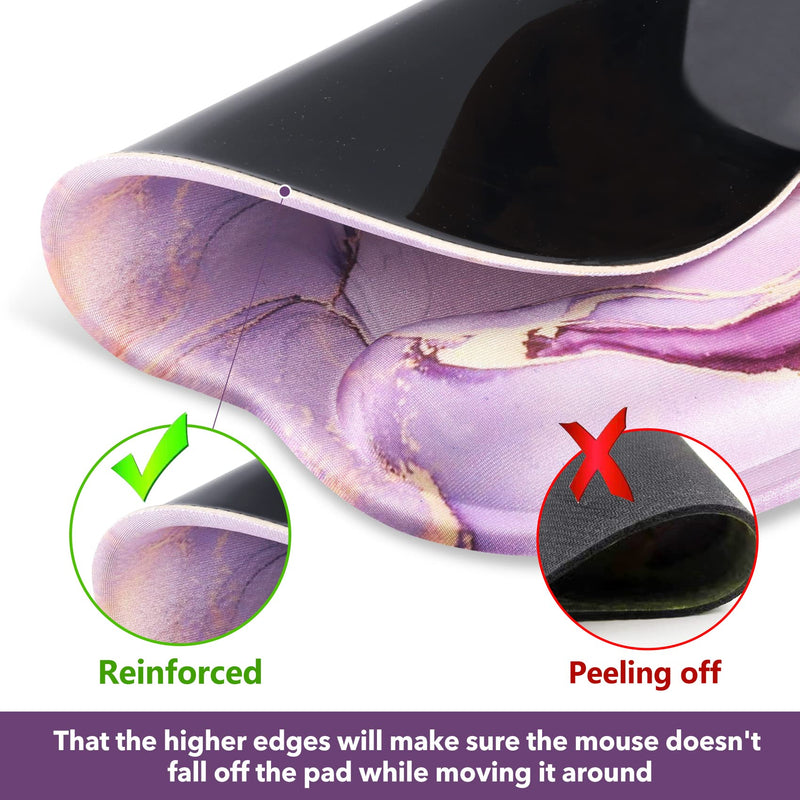 [Australia - AusPower] - AIMSA Ergonomic Mouse Pad with Wrist Rest Support Gel Memory, Non-Slip PU Base Wrist Rest Pad for Home, Office, Work, Game, Easy Typing, Pain Relief, Comfortable, Durable, Pink Purple Marble 