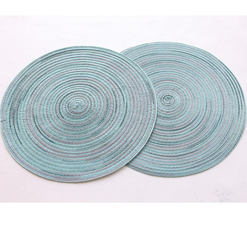 [Australia - AusPower] - Thymat 15” Round Woven Placemats for Kitchen Dinning Table, Set of 6, Teal 