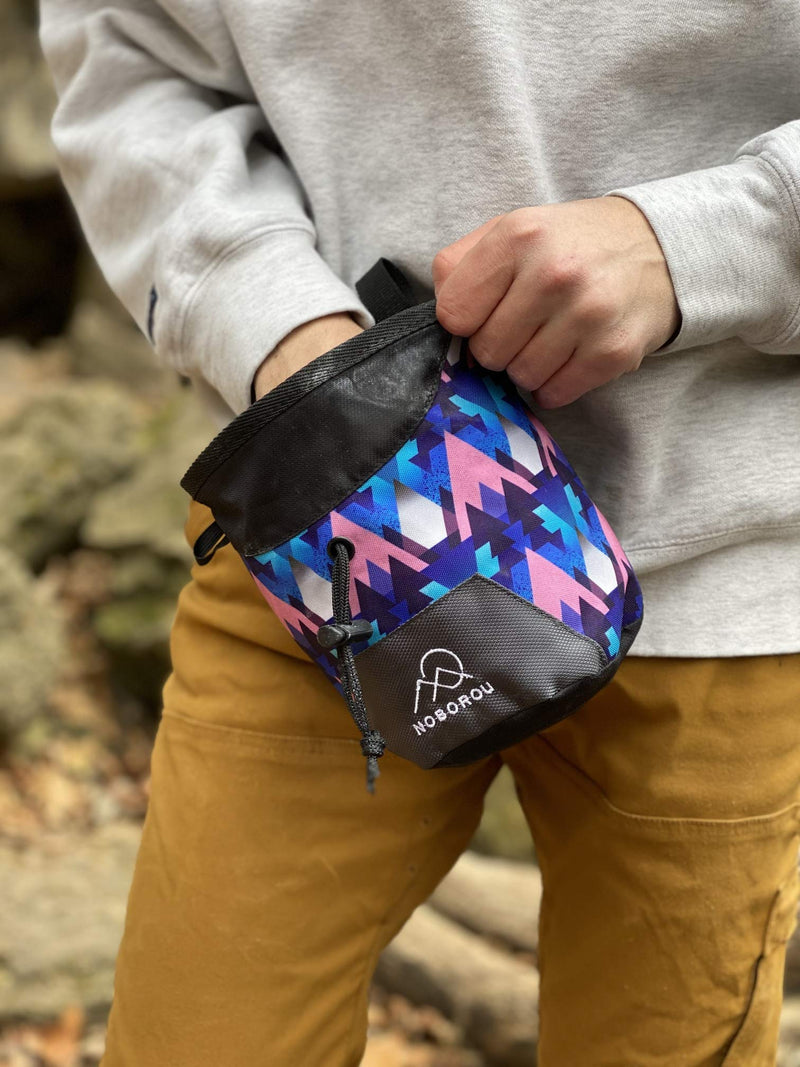 [Australia - AusPower] - Noborou Chalk Bag for Rock Climbing + Crossfit + Weightlifting | Bouldering Chalk Bag | Wide Opening | Large Zippered Pocket | Adjustable and Removable Belt Moonrise Blue 