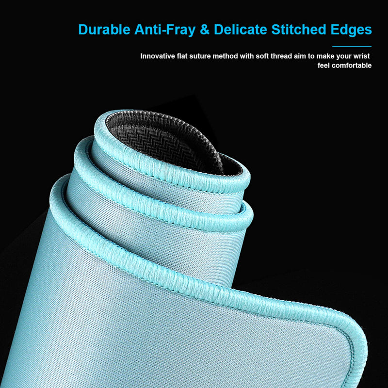 [Australia - AusPower] - Mouse Pad with Durable Stitched Edge, Small Computer Mousepad Desk Mat with Smooth Surface, Non Slip Rubber Base Mouse Pad for Laptop, Gaming, 10.2x8.3x0.12in, Light Blue Light Blue/Black Base 10.2*8.3*0.12inch/S 