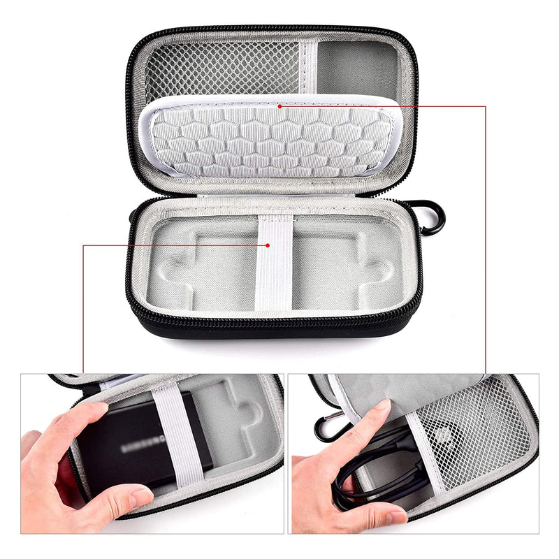 [Australia - AusPower] - Case Compatible with Samsung T7/ T7 Touch Portable SSD 1TB 2TB 500GB USB 3.2 External Solid State Drive, Travel Carrying Storage Organizer Fits for USB Cables and More Accessories (Black) Black 