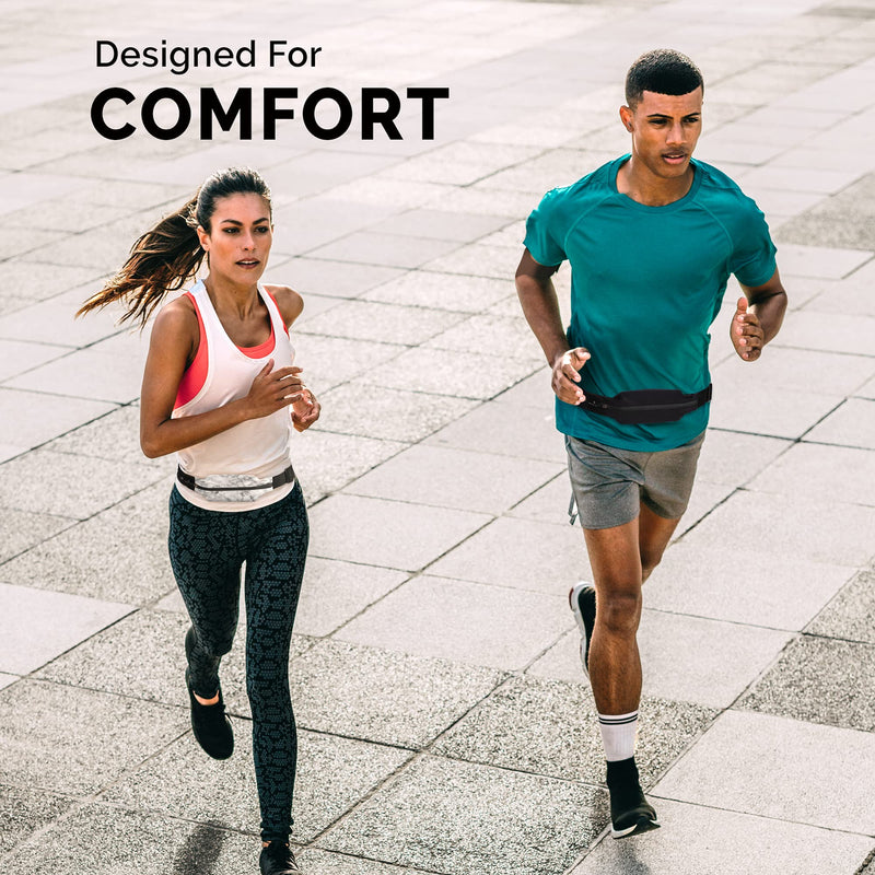 [Australia - AusPower] - No-Bounce Slim iPhone Running Belt for Women, Men [Fits iPhone 13, Max, iPhone 12 Pro, 11, XS, XR, X, 8 Plus, 7, 6] Back Bay Runner’s Phone Belt Waistband Pack, Waterproof for Runners Black 