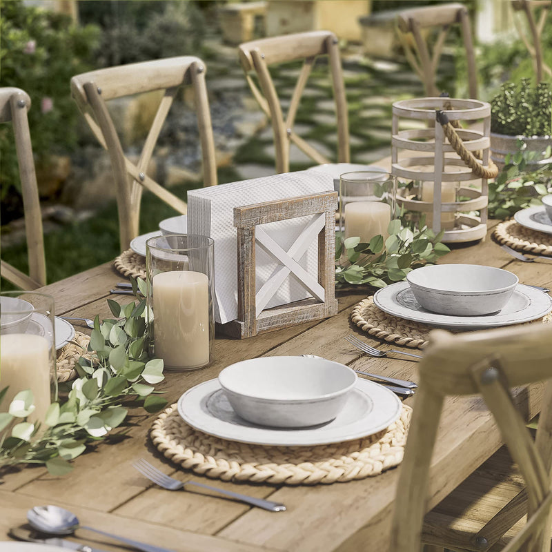 [Australia - AusPower] - Barnyard Designs Farmhouse Napkin Holder Table Napkin Holder Kitchen, French Country Vintage Napkin Dispenser, Farmhouse Distressed Wooden Rustic Coastal Picnic Table Napkin Holder Wood, White/Brown Brown/White 