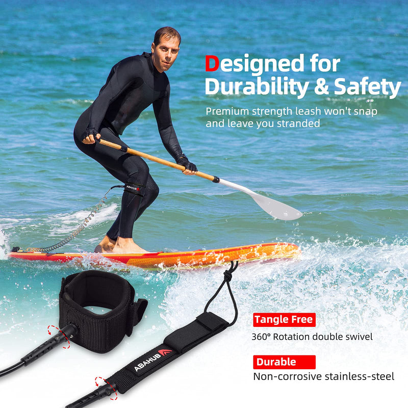 [Australia - AusPower] - Abahub Premium Coil SUP Leash, 10 ft Coiled Paddle Board Leashes, 7.2mm Thick Legrope Strap for Longboard Surfboards, Stand-up Paddleboards, iSUP Replacement Leg Rope, 8 Colors 