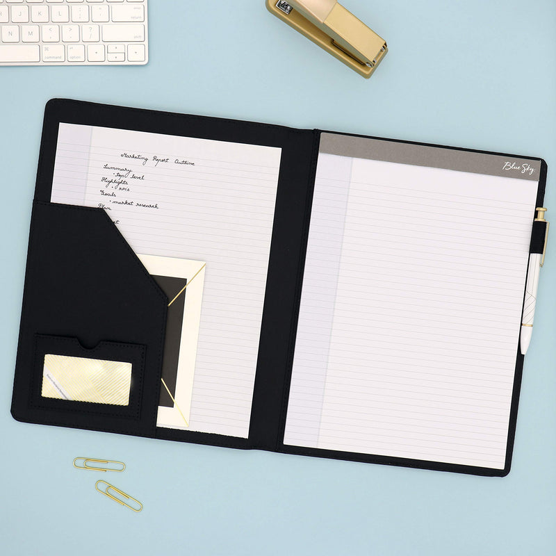 [Australia - AusPower] - Blue Sky Professional Padfolio, 9.5" x 12", Textured Faux Leather Cover, Black, 8.5” x 11" Paper Notepad Included, 14714 8.5” x 11" 