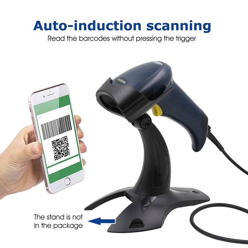 [Australia - AusPower] - TEEMI 2D QR Barcode Scanner, USB Wired Virtual COM Port Handheld Omnidirectional Scanning, Digital Coupon Screen Code Driver License Scan for Mac OS and Android with OTG Adapter, Window PC, Linux Scanner Only 