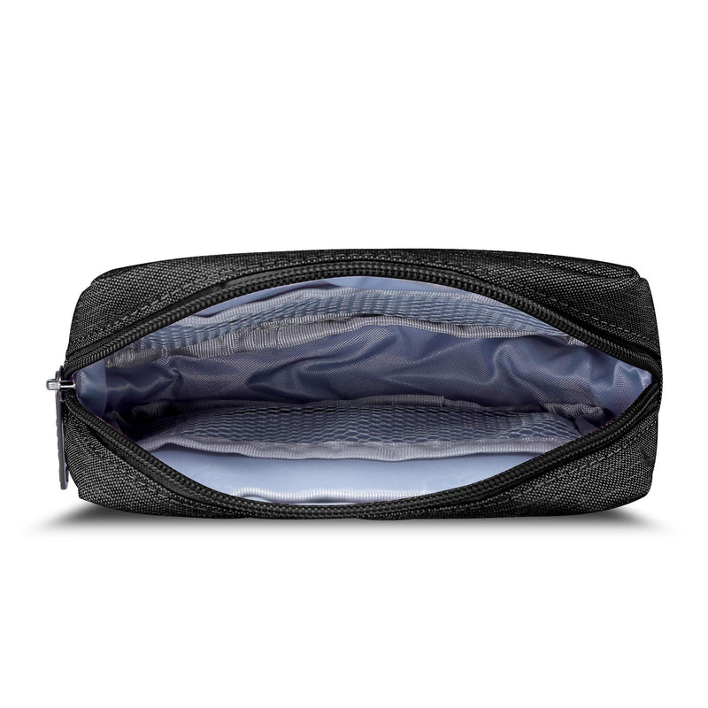 [Australia - AusPower] - E-Tree 7 inch Canvas Zippered Small Bag, Mini Travel Makeup Carrying Case, Cosmetic Bag, Portable Electronics Accessories Organizer, Tiny Coin Purse Wallet, Little Pouch for Little Items, Black 6" X 1.8" X 4" 
