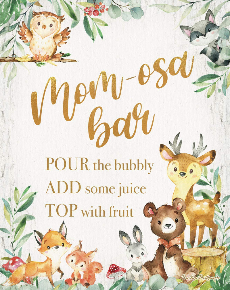 [Australia - AusPower] - Momosa Bar Kit - Woodland Baby Shower Decorations Boy Girl or Gender Neutral Party Decor with Rustic Forest Theme Animals & Creatures Fox Owl Bear Doe Buck Oh Deer Banner Mimosa Sign (Woodlands) Woodlands 