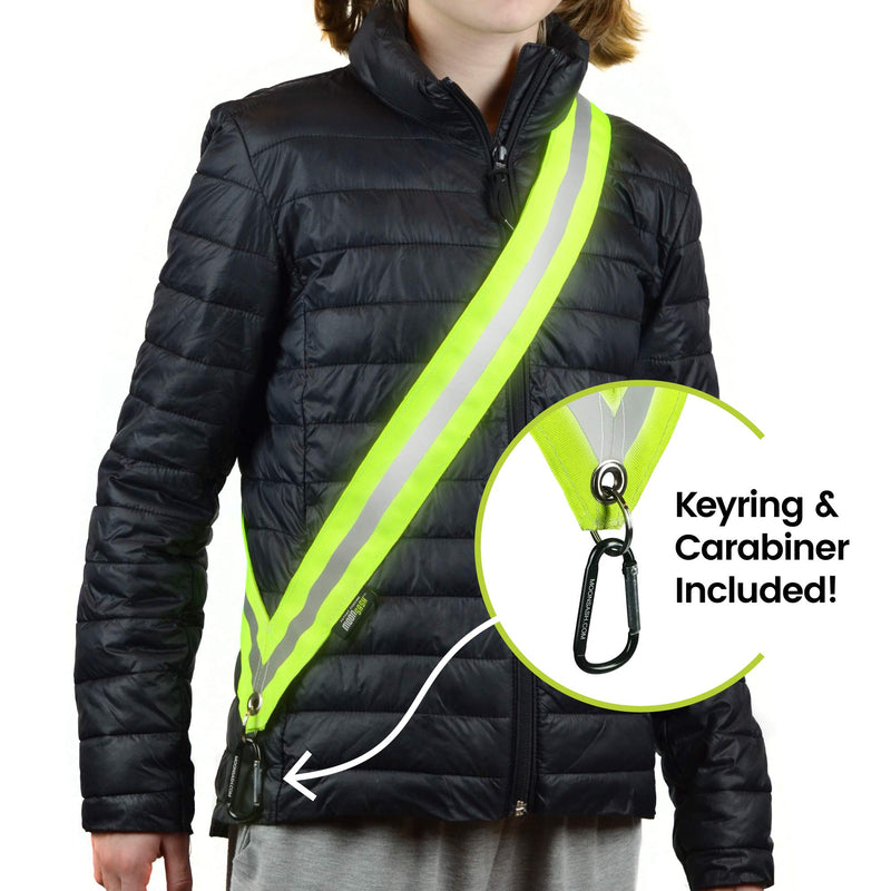 [Australia - AusPower] - MOONSASH > Made in USA > The Original Reflective Sash for Walking at Night/e-Bikes/Scooters > Reversible, Stylish, Practical > Ditch The Belts, Bands & Vests > Men, Women & Kids > in Yellow & Black 