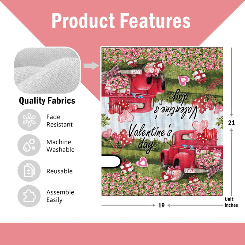 [Australia - AusPower] - FBCOO Valentine's Day Red Truck Mailbox Cover Magnetic Standard Size 21"x19", Love Balloon Rose Gift Decorative Post Letter Box Wrap Decor, Farmhouse Anniversary Wedding Garden Yard Outdoor Decoration Car 