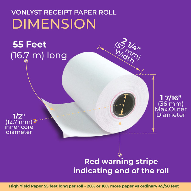[Australia - AusPower] - Vonlyst Thermal Paper Roll 2 1/4 X 55 for Verifone Vx520 Ingenico ICT220 ICT250 FD400 (10 rolls) 10 rolls 