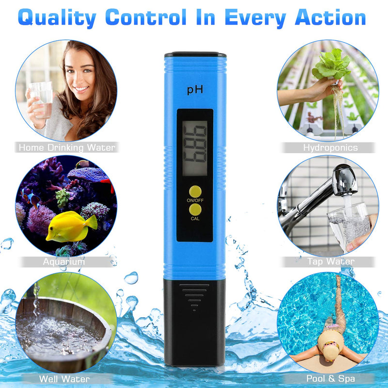 [Australia - AusPower] - PH Meter for Water Hydroponics Digital PH Tester Pen 0.01 High Accuracy Pocket Size with 0-14 PH Measurement Range for Household Drinking, Pool and Aquarium (Blue) Blue 