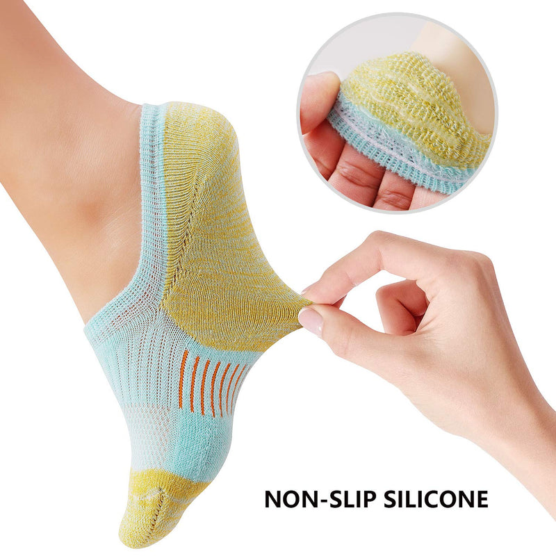 [Australia - AusPower] - Gonii Womens No Show Socks Athletic Ankle Socks Cushioned Running Low Cut 5-8 Pairs 5 Pairs Mood Boosting Colors 
