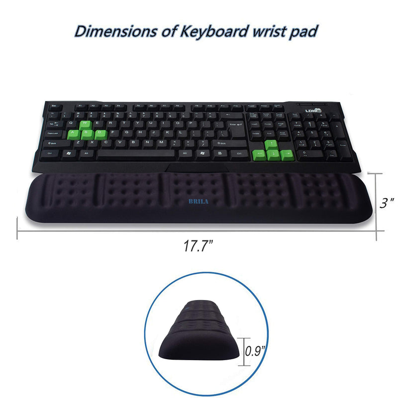 [Australia - AusPower] - BRILA Upgraded Ergonomic Keyboard and Mouse Wrist Rest Support Cushion Pad Set - Comfy Soft Memory Foam Gel Padding & Non-Slip Palm/Hand/Wrist Pain Relief Rest Pad for Office Work, PC Gaming, Laptop Black Bundle 