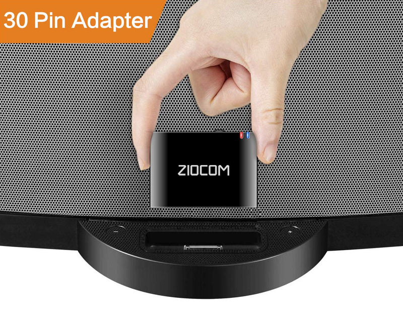 [Australia - AusPower] - ZIOCOM 30 Pin Bluetooth Adapter Receiver for Bose iPod iPhone SoundDock and Other 30 pin Dock Speakers with 3.5mm Aux Cable(Not for Car and Motorcycles),Black 