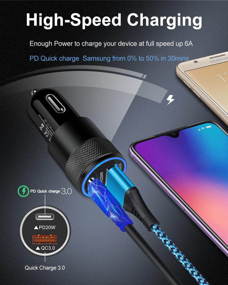[Australia - AusPower] - Car Charger, AILKIN iPhone Cigarette Lighter Adapter 38W USBC Cargador Carro Fast Charging Block for iPhone 13 Pro Max/12/11, Type C Power Car Plug for Samsung Galaxy S21 Ultra/S20/S10/S8/A10e [Black] 