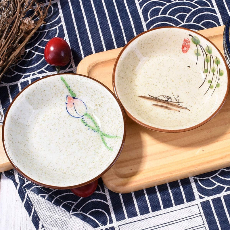 [Australia - AusPower] - Side Dishes set of 5, Japanese Retro Porcelain Side Dish Bowl Seasoning Dishes Soy Dipping Sauce Dishes 