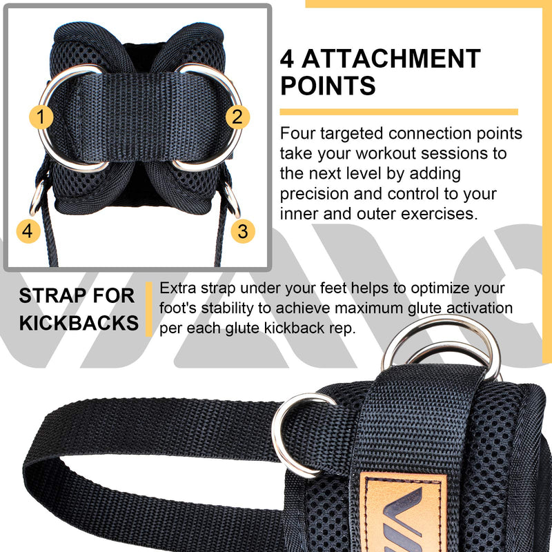 [Australia - AusPower] - VAIIO Ankle Straps for Cable Machines,Adjustable Comfort fit Neoprene, Reinforce Double D-Ring - Premium Ankle Cuffs to Improve Abdominal Muscles, Lift The Butts, Tone The Legs for Men & Women 