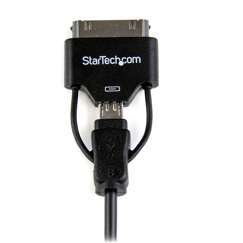 [Australia - AusPower] - StarTech.com 0.65m (2 ft) Short Apple 30-pin Dock Connector or Micro USB to USB Combo Cable for iPod / iPhone / iPad (USB2UBADC1M), Black 