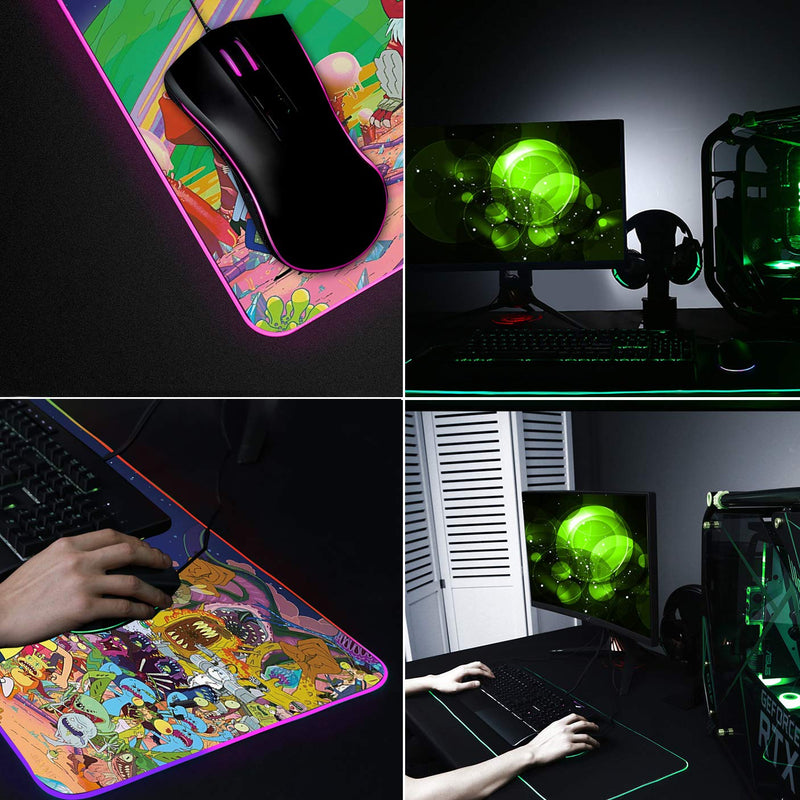 [Australia - AusPower] - Bimormat RGB Gaming Mouse Pad Large Mouse Mat, 31.5 X 11.8 Inch Extra LED Extended Mousepad, Non-Slip Rubber Base Mouse Keyboard Mat (80x30 Rikrun) 80x30 Rikrun 