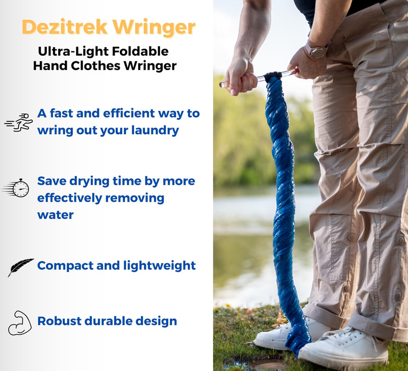 [Australia - AusPower] - Dezitrek Ultra Light Clothes Wringer - Manual Hand Crank Laundry Wringer for Off Grid Living, Camping, Hotel and Travel - Compact and Eco-Friendly Towel Wringer for Drying Clothes Anywhere 
